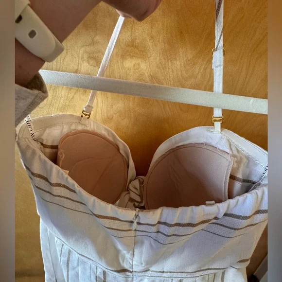 Shona Joy Linen Jumpsuit - white/tan - Size 4 (USA) - Picture 6 of 8